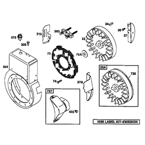 Flywheel Assembly Diagram and Parts List for 19E400-19E499 1132 Briggs and Stratton Engine